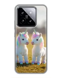 Чехол для Xiaomi 14 с картинкой «Пара единорогов»