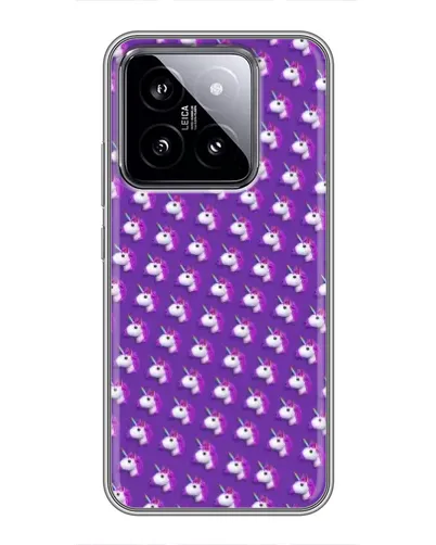Чехол для Xiaomi 14 с картинкой «Единороги на фиолетовом»