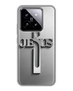 Чехол для Xiaomi 14 с картинкой «Металлический крест Jesus»