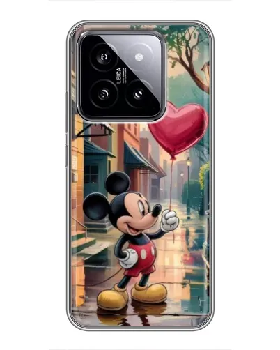 Чехол для Xiaomi 14 с картинкой «Микки и шарик-сердце»