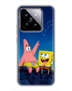 Чехол для Xiaomi 14 с картинкой «Губка Боб и Патрик ночью» Чехол для Xiaomi 14 с картинкой «Губка Боб и Патрик ночью»