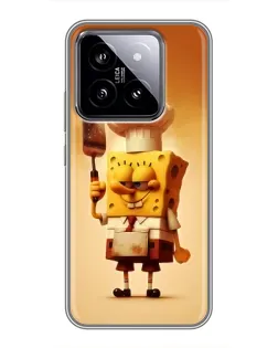 Чехол для Xiaomi 14 с картинкой «Губка Боб повар»