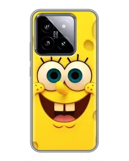 Чехол для Xiaomi 14 с картинкой «Губка Боб улыбка»