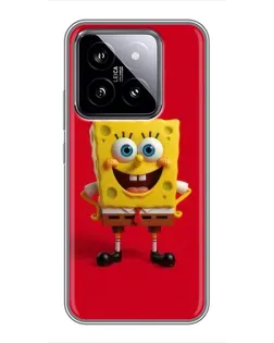 Чехол для Xiaomi 14 с картинкой «Спанч Боб на красном»
