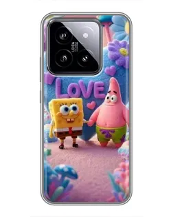 Чехол для Xiaomi 14 с картинкой «Губка Боб Патрик»