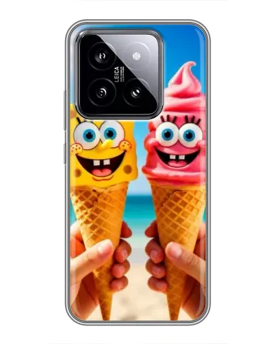 Чехол для Xiaomi 14 с картинкой «Спанч Боб мороженое»