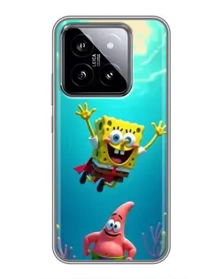 Чехол для Xiaomi 14 с картинкой «Спанч Боб под водой»