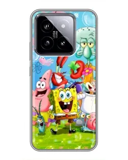 Чехол для Xiaomi 14 с картинкой «Губка Боб и друзья»