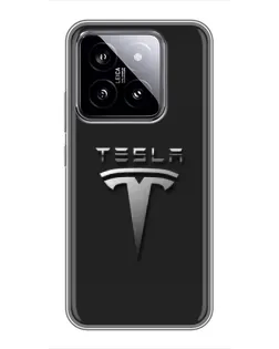 Чохол для Xiaomi 14 з картинкою «Сталевий логотип Tesla»