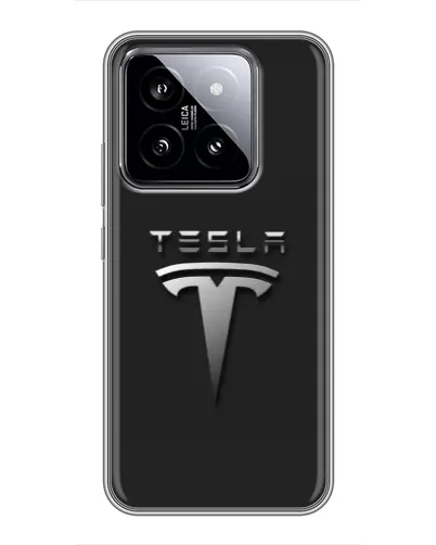 Чохол для Xiaomi 14 з картинкою «Сталевий логотип Tesla»