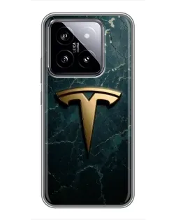 Чохол для Xiaomi 14 з картинкою «Мармурова Tesla Gold»