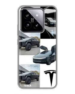 Чохол для Xiaomi 14 з картинкою «Колаж Cybertruck Tesla»