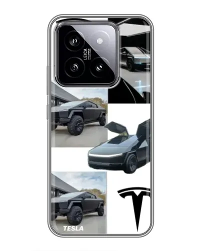 Чохол для Xiaomi 14 з картинкою «Колаж Cybertruck Tesla»
