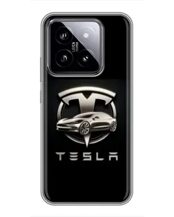 Чохол для Xiaomi 14 з картинкою «Tesla — срібне авто»