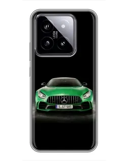 Чехол для Xiaomi 14 с картинкой «Mercedes — неоновый лого»