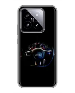 Чехол для Xiaomi 14 с картинкой «Салон Audi — руль»