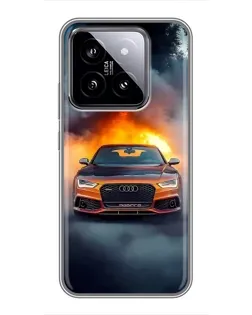 Чохол для Xiaomi 14 з картинкою «Audi у вогняному диму»