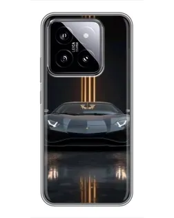 Чохол для Xiaomi 14 з картинкою «Lamborghini золоті лінії»