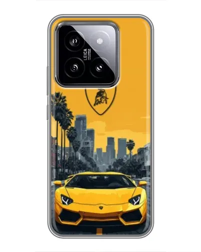 Чохол для Xiaomi 14 з картинкою «Жовтий Lamborghini місто»