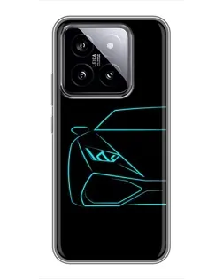 Чохол для Xiaomi 14 з картинкою «Блакитний силует Lamborghini»