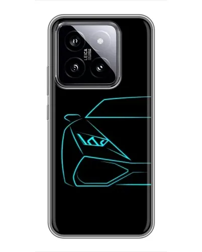 Чохол для Xiaomi 14 з картинкою «Блакитний силует Lamborghini»