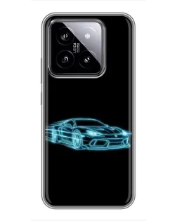 Чохол для Xiaomi 14 з картинкою «Неоновий контур Lamborghini»