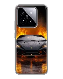 Чохол для Xiaomi 14 з картинкою «Lamborghini у вогні»