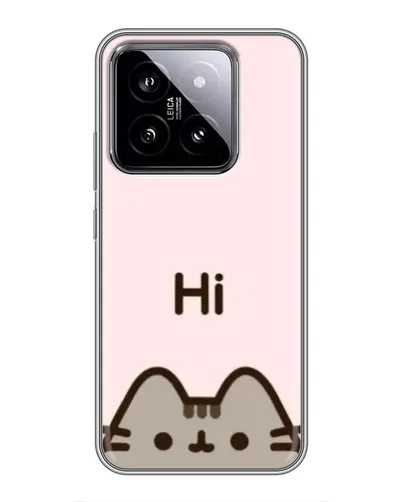 Чехол для Xiaomi 14 с картинкой «Пушин говорит Hi»