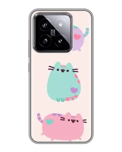Чехол для Xiaomi 14 с картинкой «Pusheen трио»