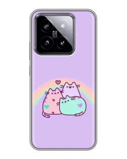 Чехол для Xiaomi 14 с картинкой «Радужные Пушины»