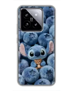 Чехол для Xiaomi 14 с картинкой «Стич и голубика»