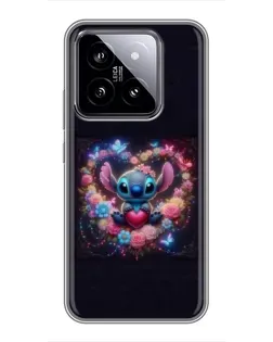 Чехол для Xiaomi 14 с картинкой «Stitch в цветах»