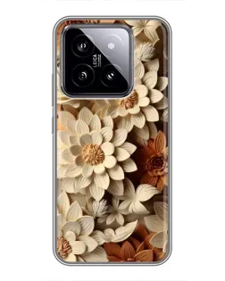 Чохол для Xiaomi 14 з картинкою «Бежевий флористичний декор» Чохол для Xiaomi 14 з картинкою «Бежевий флористичний декор»
