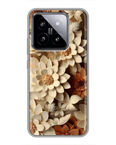 Чохол для Xiaomi 14 з картинкою «Бежевий флористичний декор»