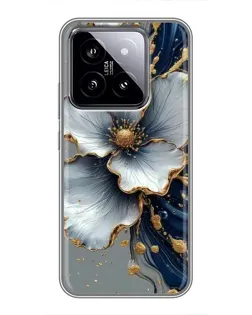 Чохол для Xiaomi 14 з картинкою «Біла квітка та золотий флюїд» Чохол для Xiaomi 14 з картинкою «Біла квітка та золотий флюїд»