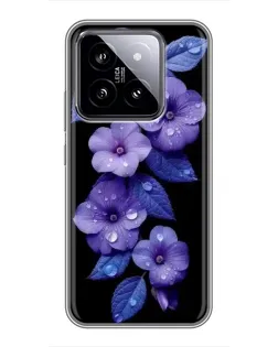 Чехол для Xiaomi 14 с картинкой «Фиолетовые цветы с росою»