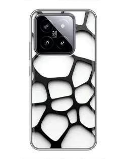 Чехол для Xiaomi 14 с картинкой «Белая объемная сетка»