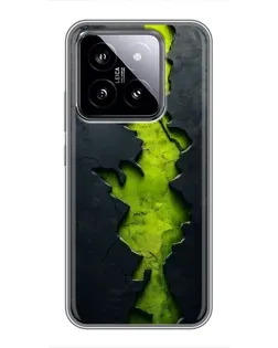 Чохол для Xiaomi 14 з картинкою «Салатовий розлом скелі»