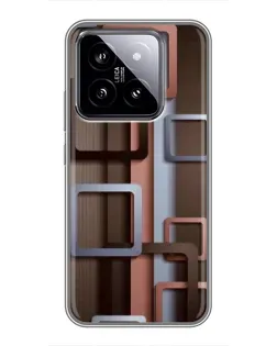 Чохол для Xiaomi 14 з картинкою «Коричневі об'ємні квадрати»