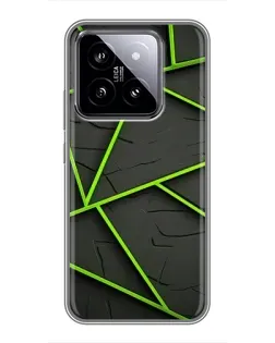 Чохол для Xiaomi 14 з картинкою «Зелені геометричні лінії»