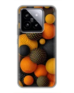 Чохол для Xiaomi 14 з картинкою «Об'ємні помаранчеві сфери»