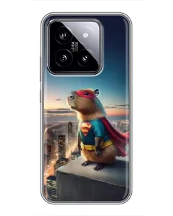 Чехол для Xiaomi 14 с картинкой «Капи-мен супергерой»