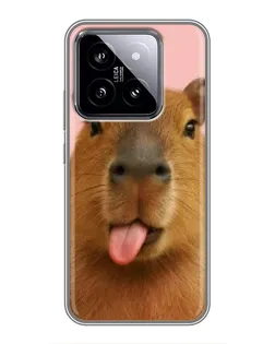 Чехол для Xiaomi 14 с картинкой «Капибара с языком»