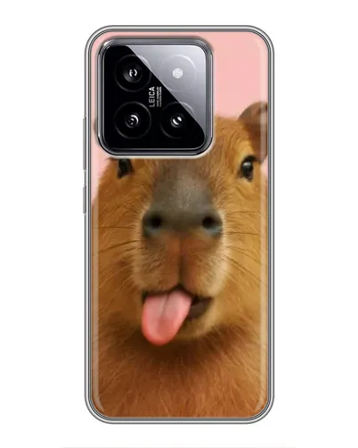 Чехол для Xiaomi 14 с картинкой «Капибара с языком»