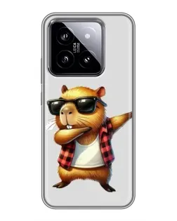 Чехол для Xiaomi 14 с картинкой «Капибара рэпер даб»