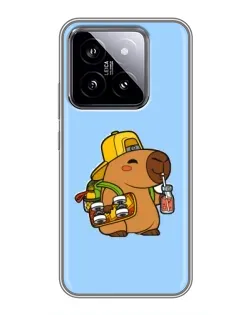 Чехол для Xiaomi 14 с картинкой «Капибара на скейте»