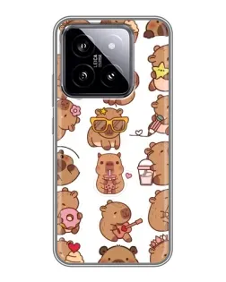 Чехол для Xiaomi 14 с картинкой «Стикерпак с капибарами»