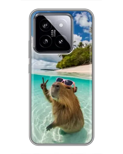 Чехол для Xiaomi 14 с картинкой «Капибара на море»