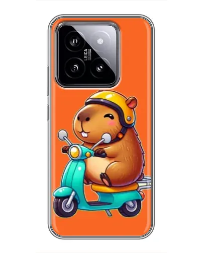 Чехол для Xiaomi 14 с картинкой «Капибара на скутере»