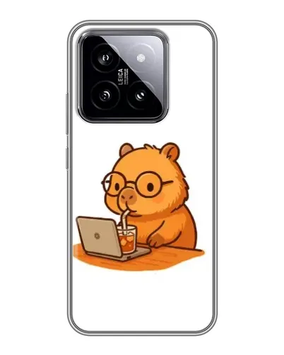 Чехол для Xiaomi 14 с картинкой «Капибара с ноутбуком»